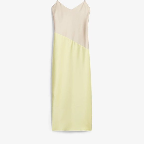 Express - NWT Satin Colorblock Slip Dress in Nude Sorbet - Picture 3 of 4